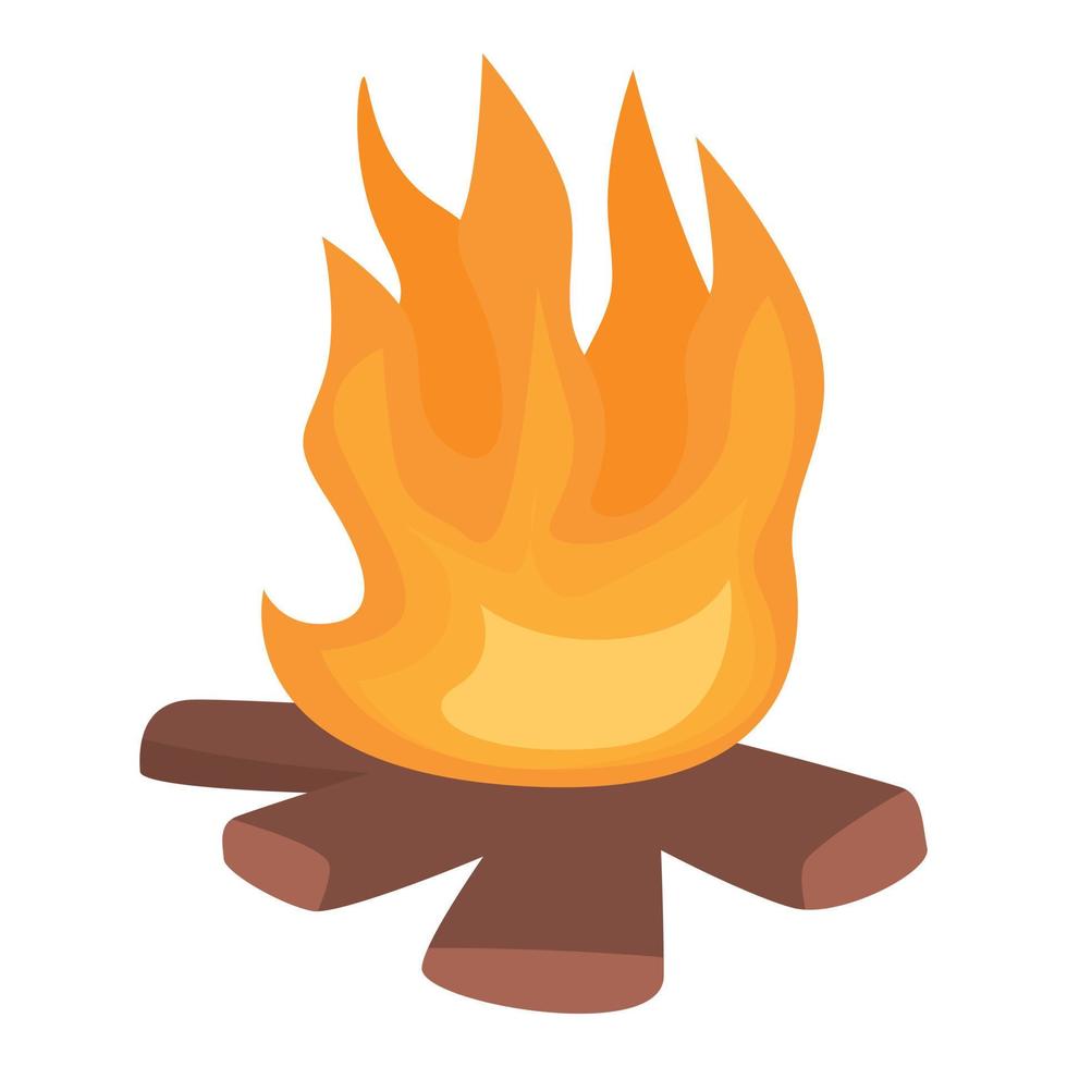 icône de feu de camp brûlant, style cartoon vecteur