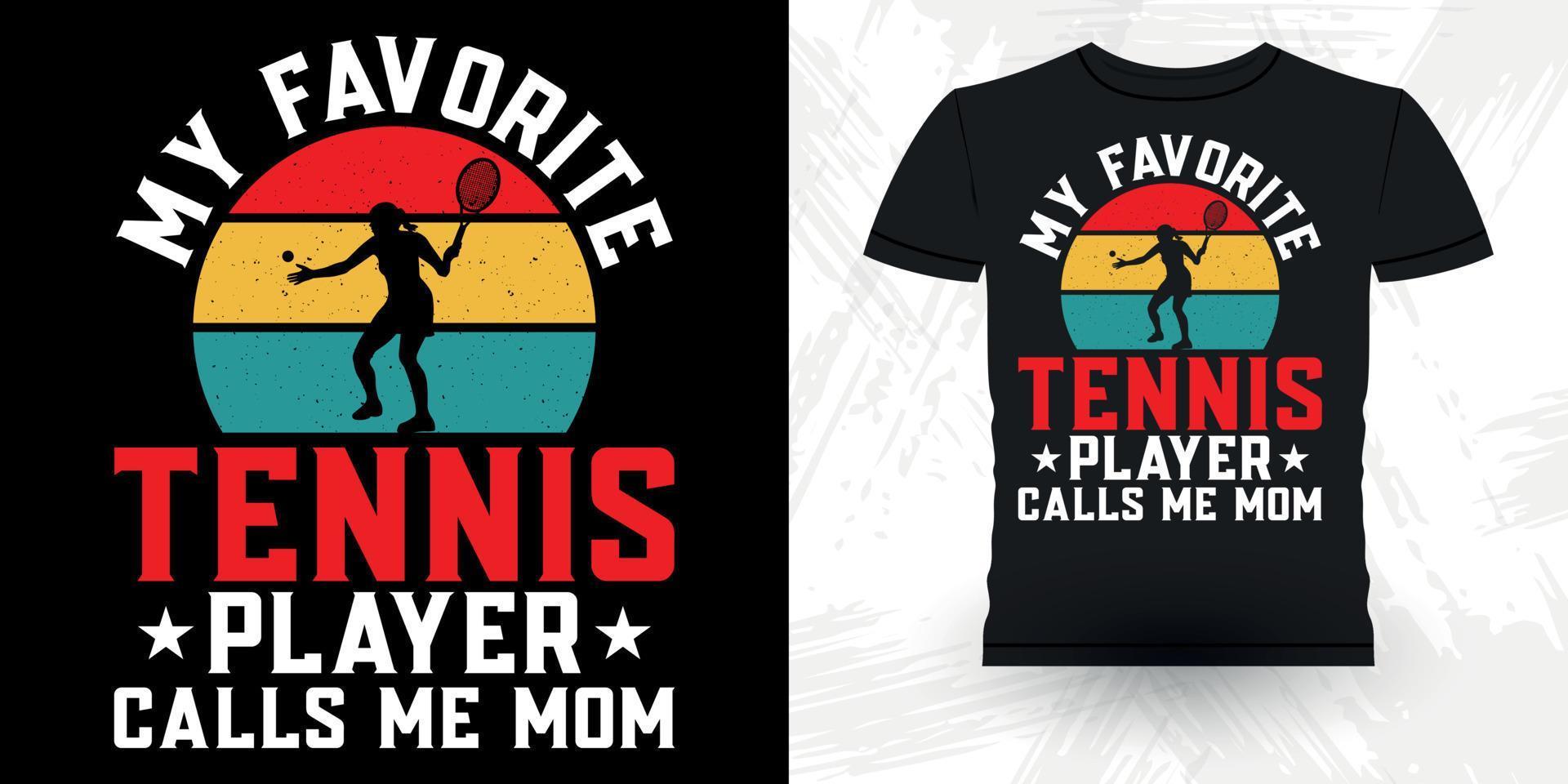 maman amant drôle joueurs de tennis rétro vintage fête des mères conception de t-shirt de tennis vecteur
