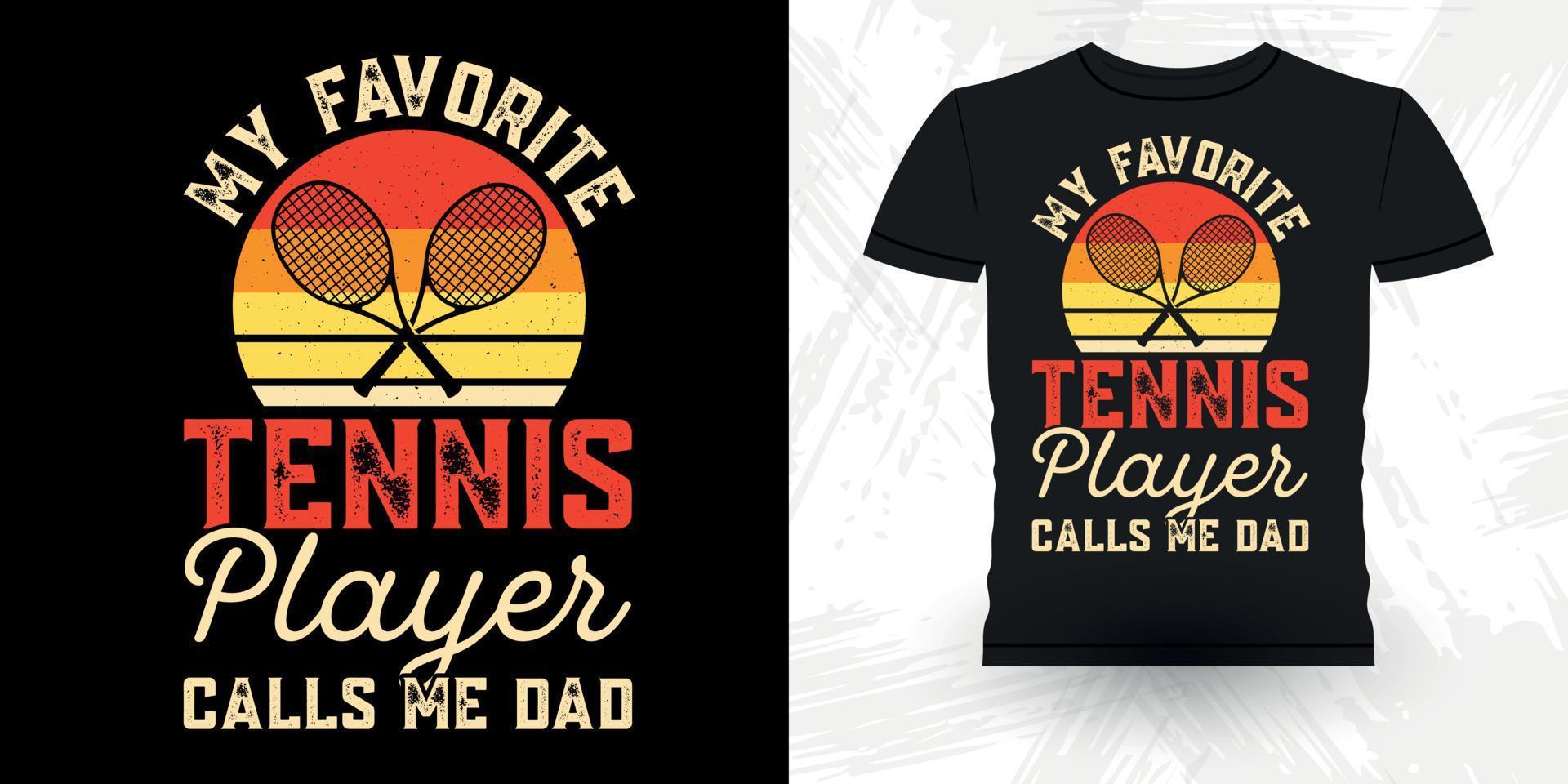 papa amoureux joueur de tennis professionnel drôle rétro vintage fête des pères conception de t-shirt de tennis vecteur