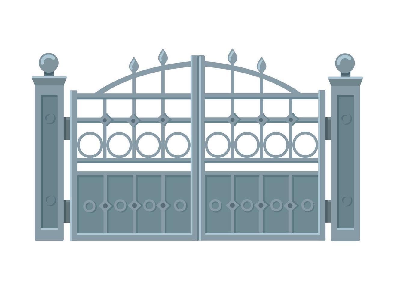 portes en métal gris dans un style plat branché isolé sur fond blanc. illustration vectorielle vecteur