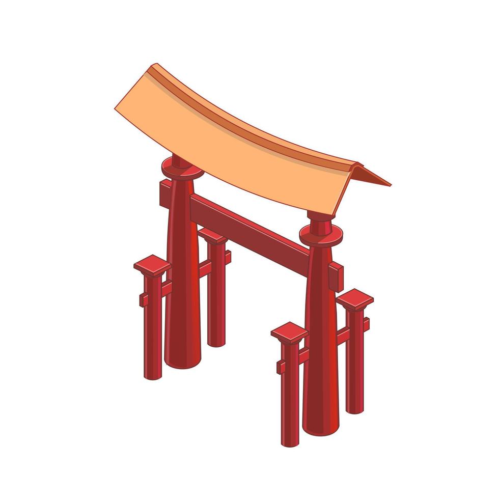 porte japonaise isolée sur blanc. point de repère du Japon. illustration vectorielle isométrique. vecteur