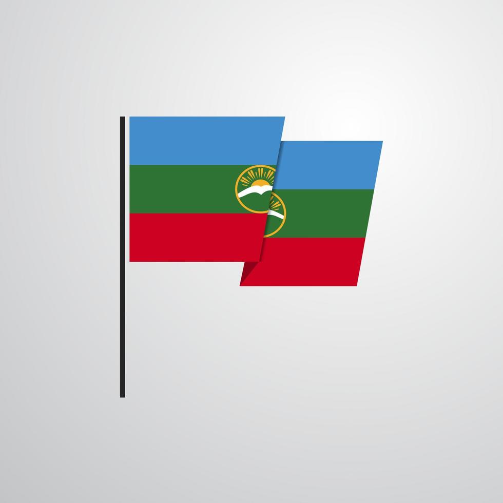 karatchay chekessia agitant le vecteur de conception de drapeau