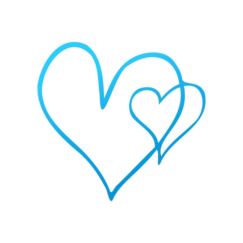 coeur de doodle bleu simple. élément de design isolé pour la saint valentin, mariage, romance vecteur