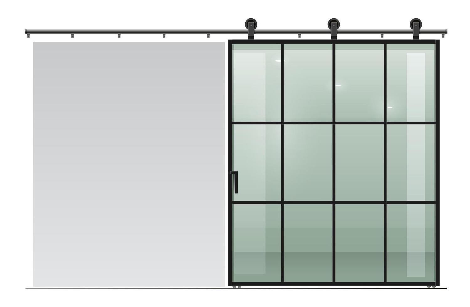 grande porte coulissante en verre de style loft vecteur