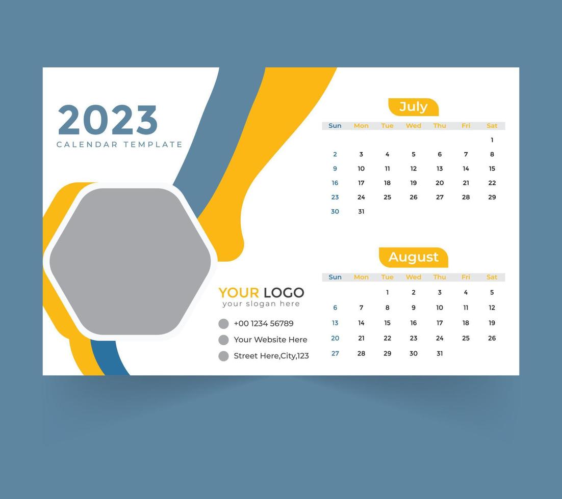 modèle de calendrier de bureau pour le nouvel an 2023 vecteur