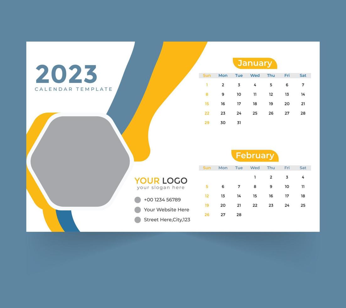 modèle de calendrier de bureau pour le nouvel an 2023 vecteur