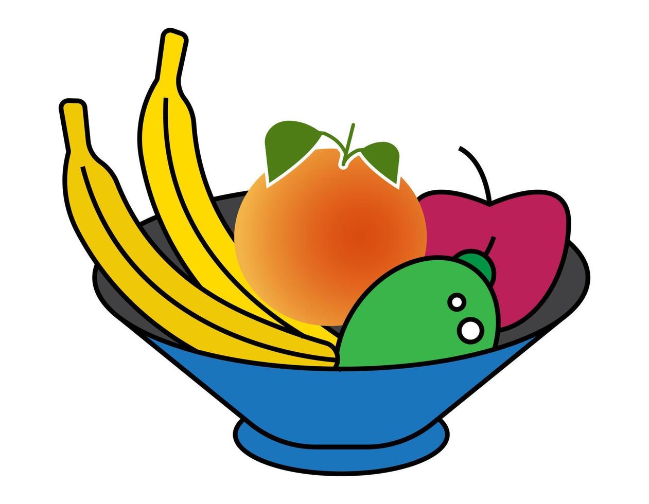 bol de fruits avec oranges, bananes, citrons et pommes icône de couleur plate pour les applications et le site Web vecteur