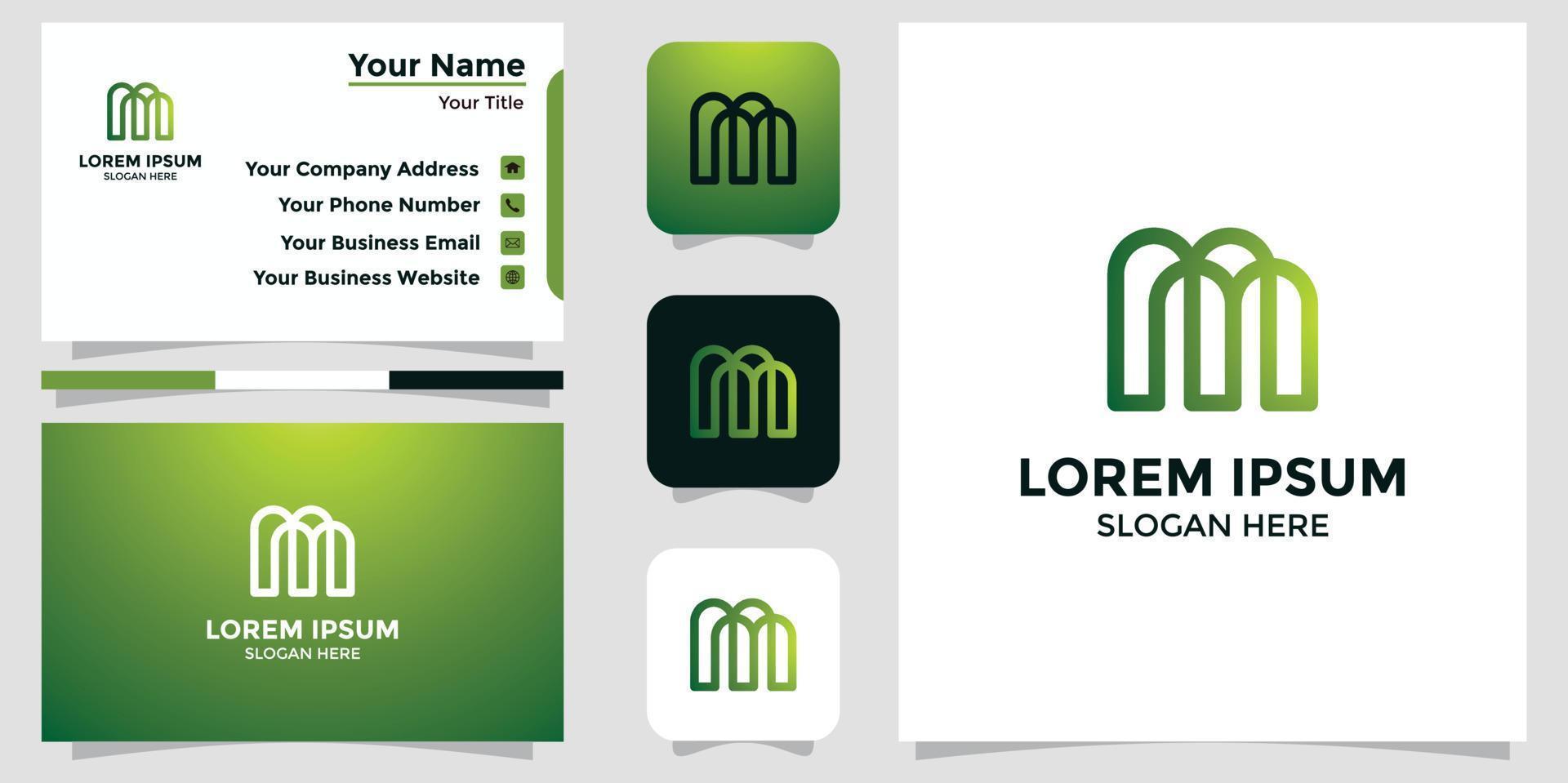 lettre m design logo et carte de marque vecteur
