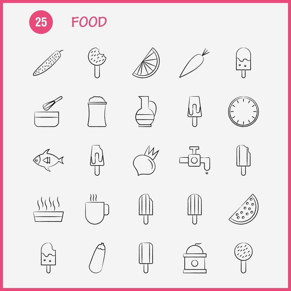 ensemble d'icônes dessinées à la main de nourriture pour l'infographie le kit uxui mobile et la conception d'impression incluent les crevettes nourriture plat de repas de fruits de mer collection de cuisine alimentaire logo infographique moderne et vecteur de pictogramme