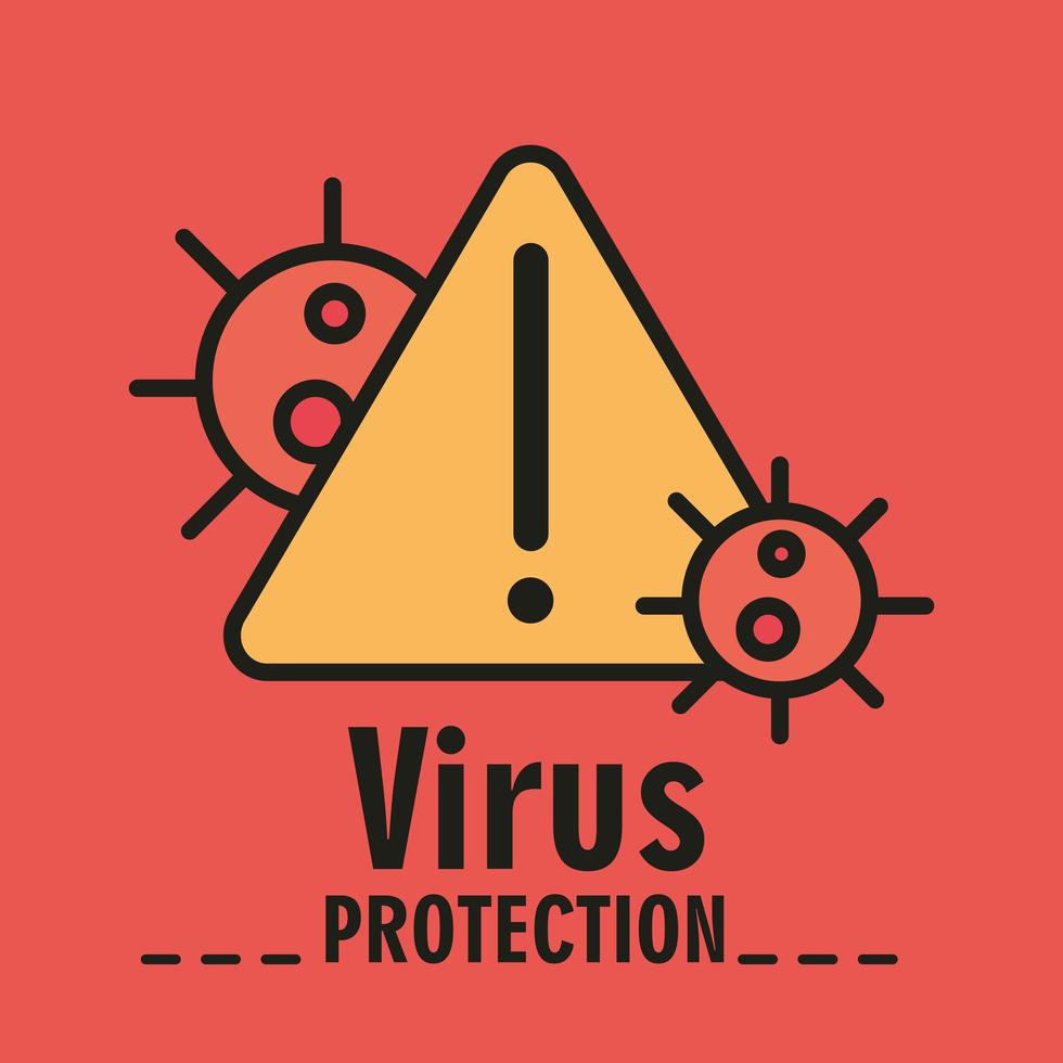 protection contre les coronavirus avec panneau d'avertissement vecteur