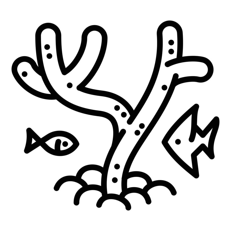 icône de corail de plongée en apnée, style de contour vecteur