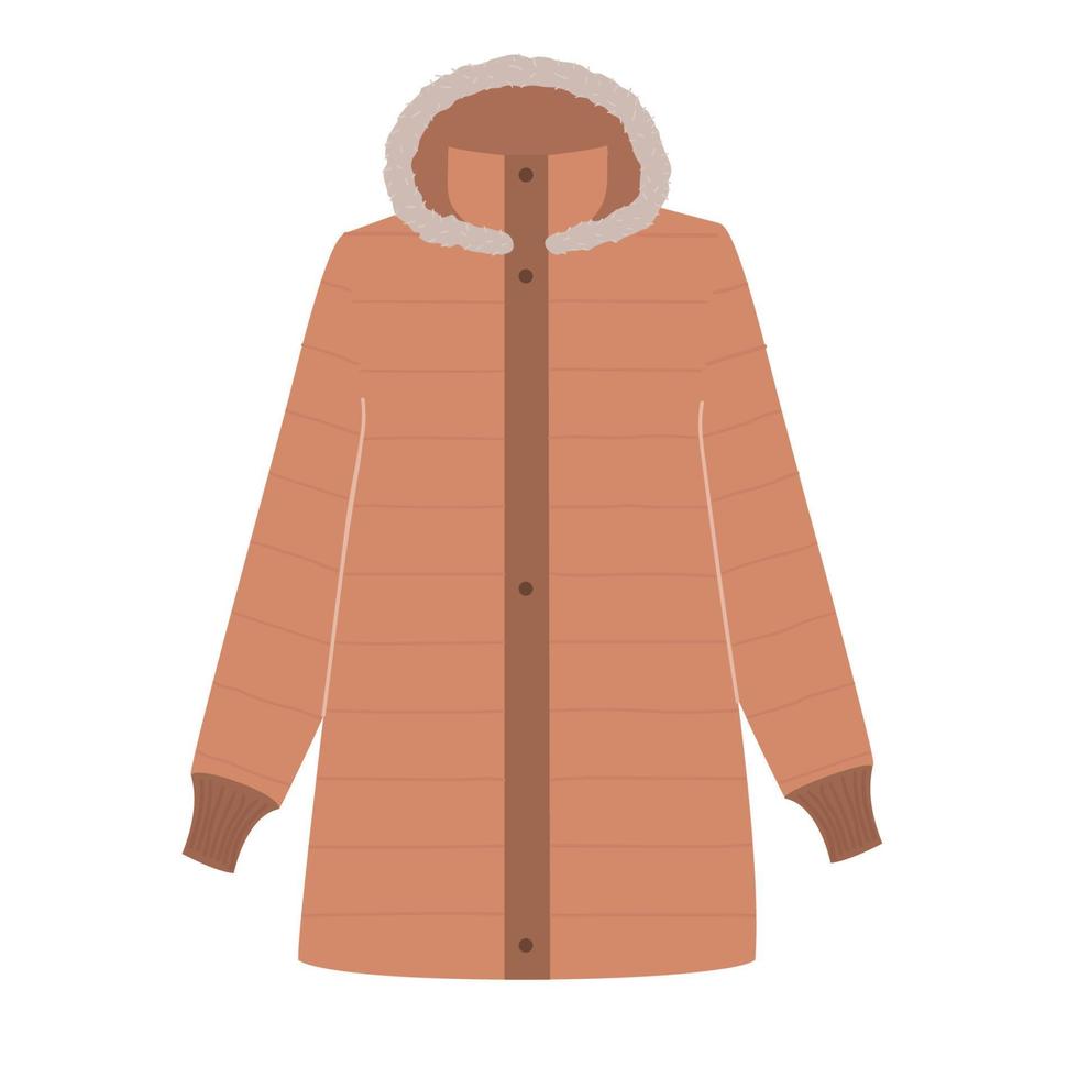 un manteau marron dessiné à la main sur un fond blanc. icône vectorielle de vêtements d'hiver vecteur