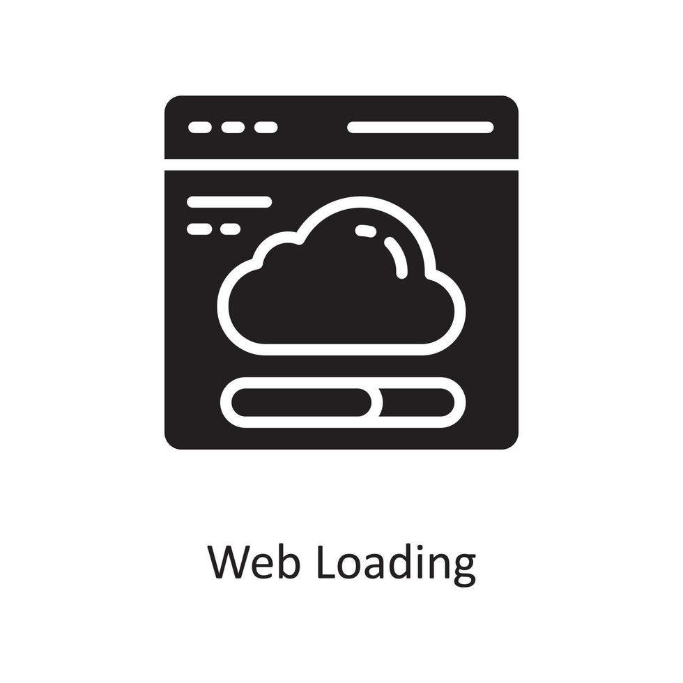 illustration de conception d'icône solide vecteur de chargement web. symbole de cloud computing sur fond blanc fichier eps 10