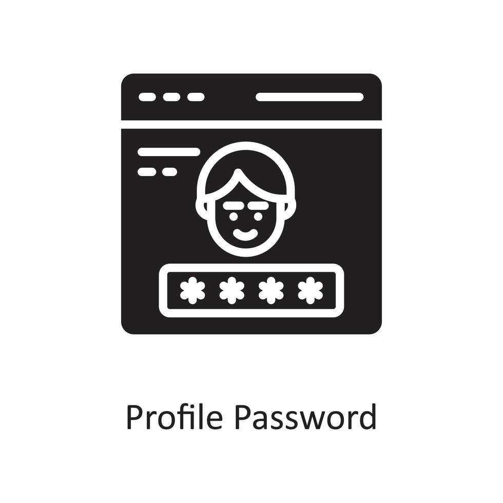 illustration de conception d'icône solide de vecteur de mot de passe de profil. symbole de cloud computing sur fond blanc fichier eps 10