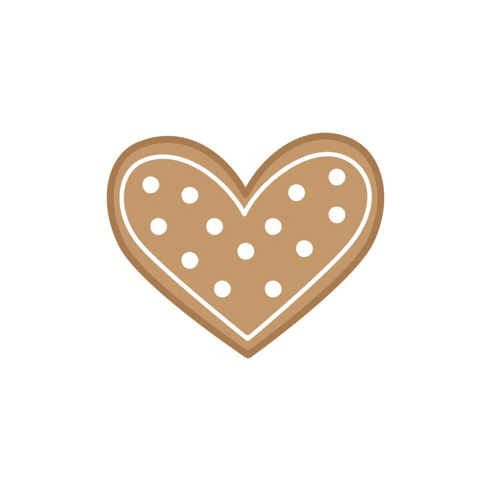 illustration vectorielle de coeur de pain d'épice mignon isolé sur fond blanc. vecteur