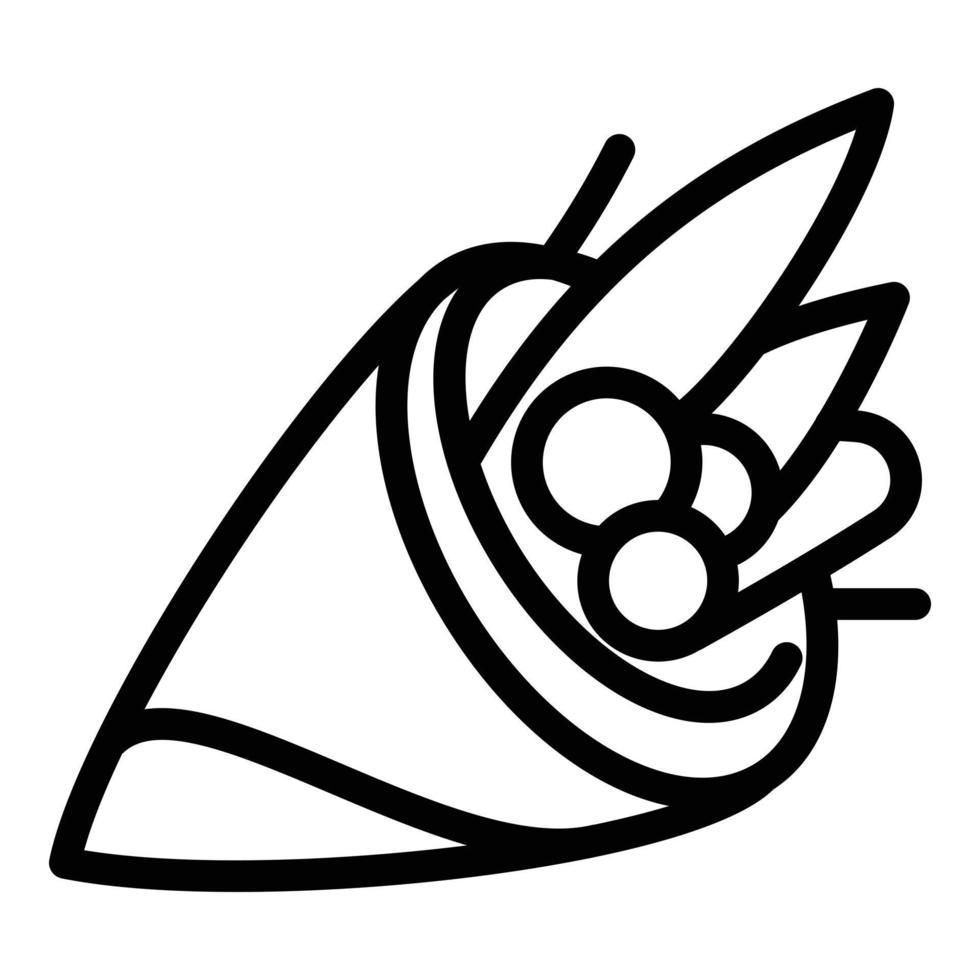 icône de rouleau de sushi végétalien, style de contour vecteur