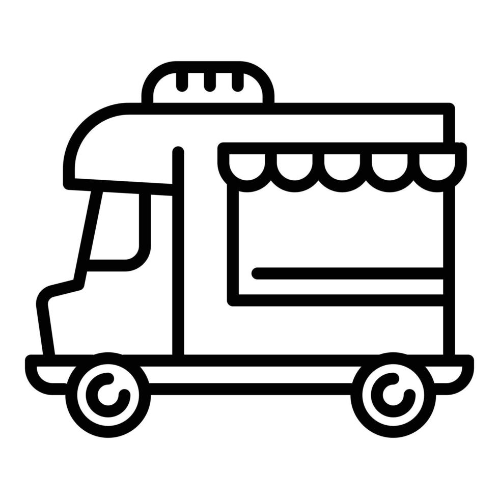 ancienne icône de camion de nourriture, style de contour vecteur