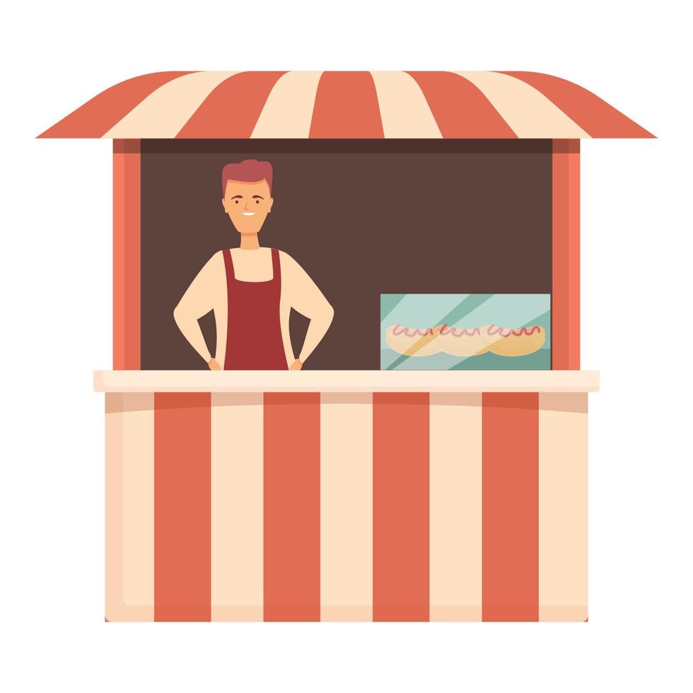 vecteur de dessin animé d'icône de magasin de tente de hot-dog de rue. stand de restauration