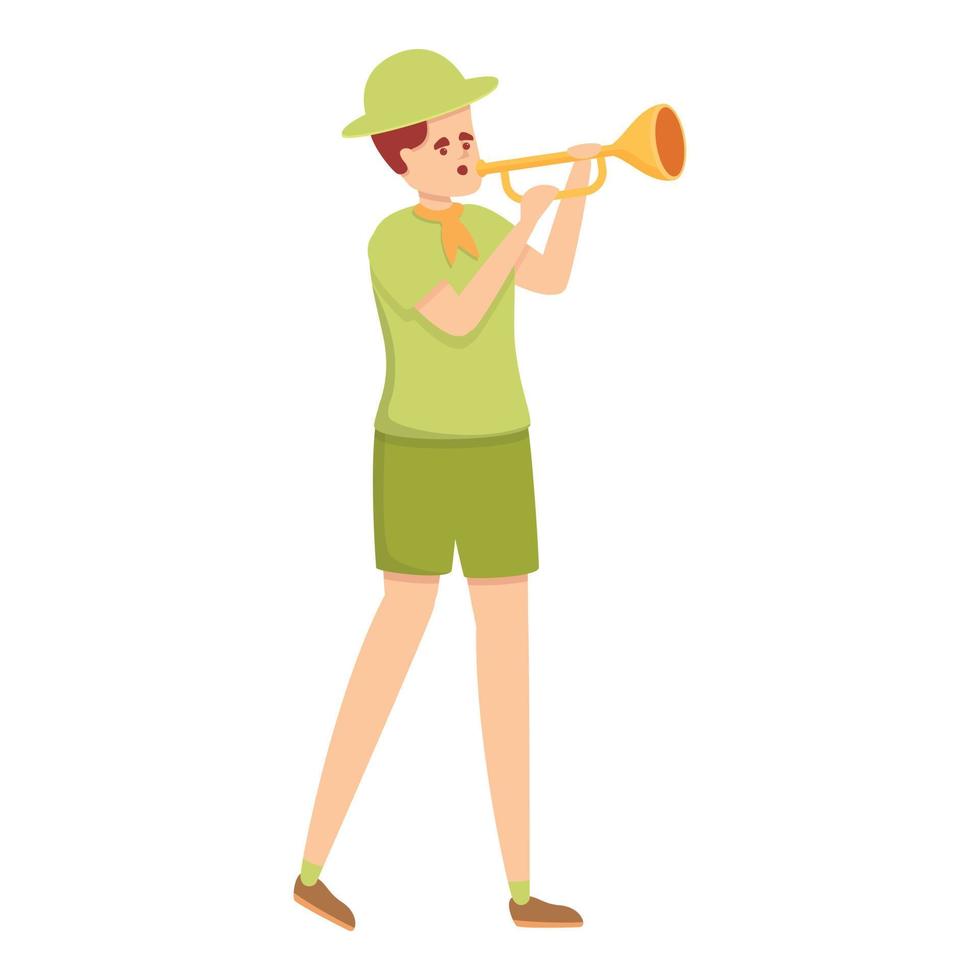 icône de trompette garçon scout, style cartoon vecteur