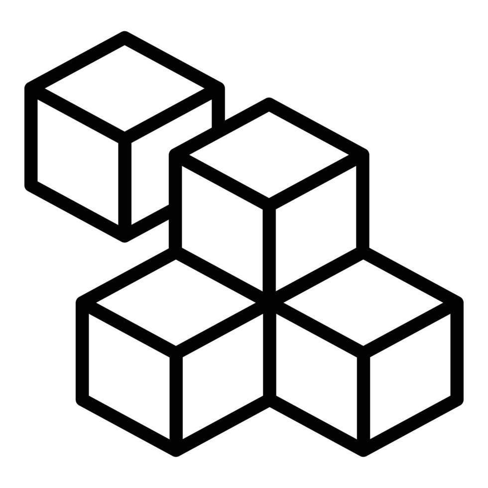 icône de jouet de cubes, style de contour vecteur