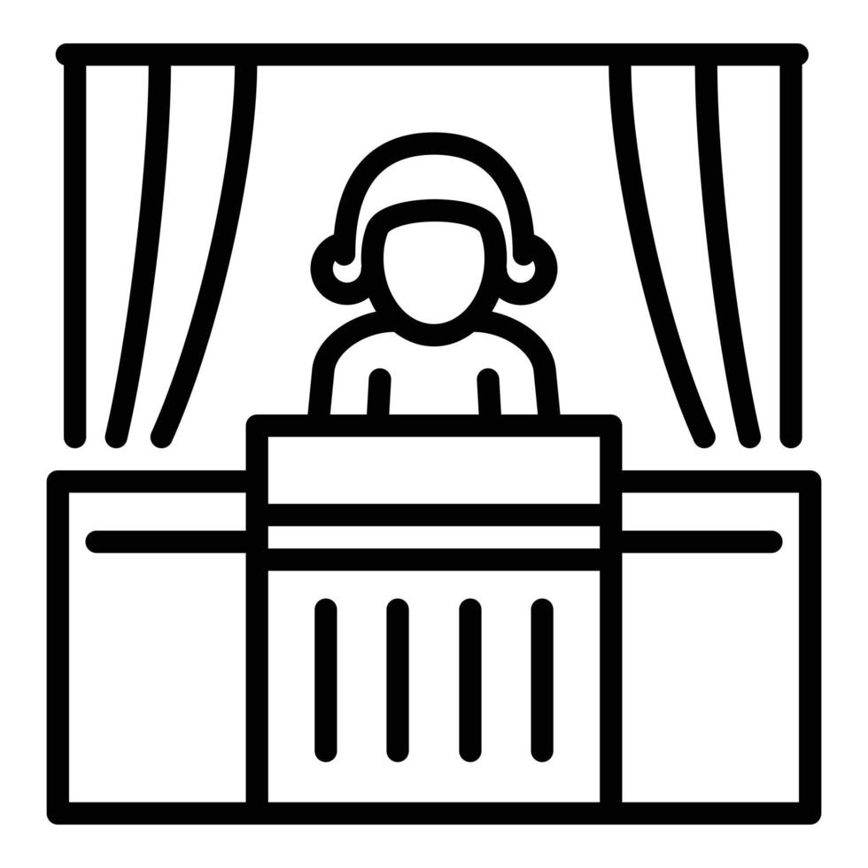 icône de juge de palais de justice, style de contour vecteur