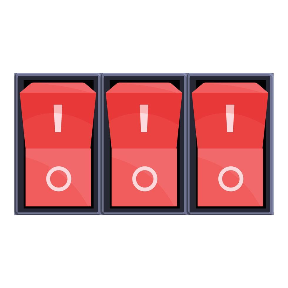 icône de commutateur de disjoncteur de bouton rouge, style cartoon vecteur