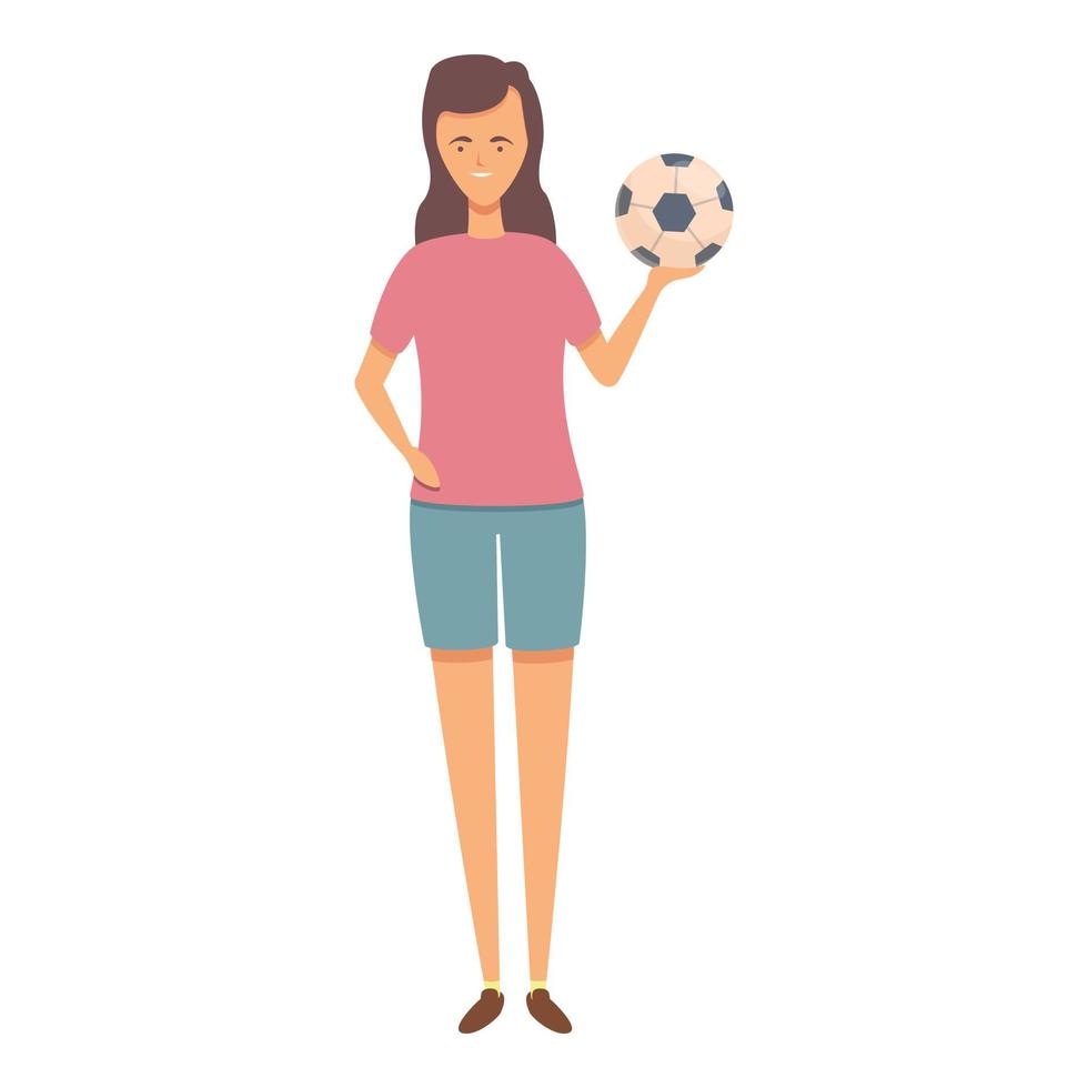 femme jouer vecteur de dessin animé d'icône de football. école de sport