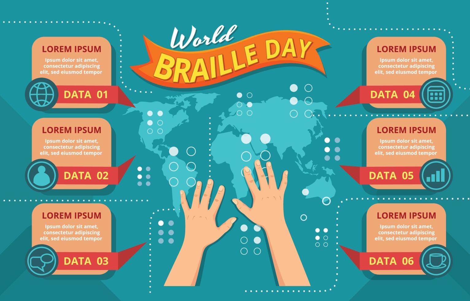 modèle d'infographie de la journée mondiale du braille vecteur