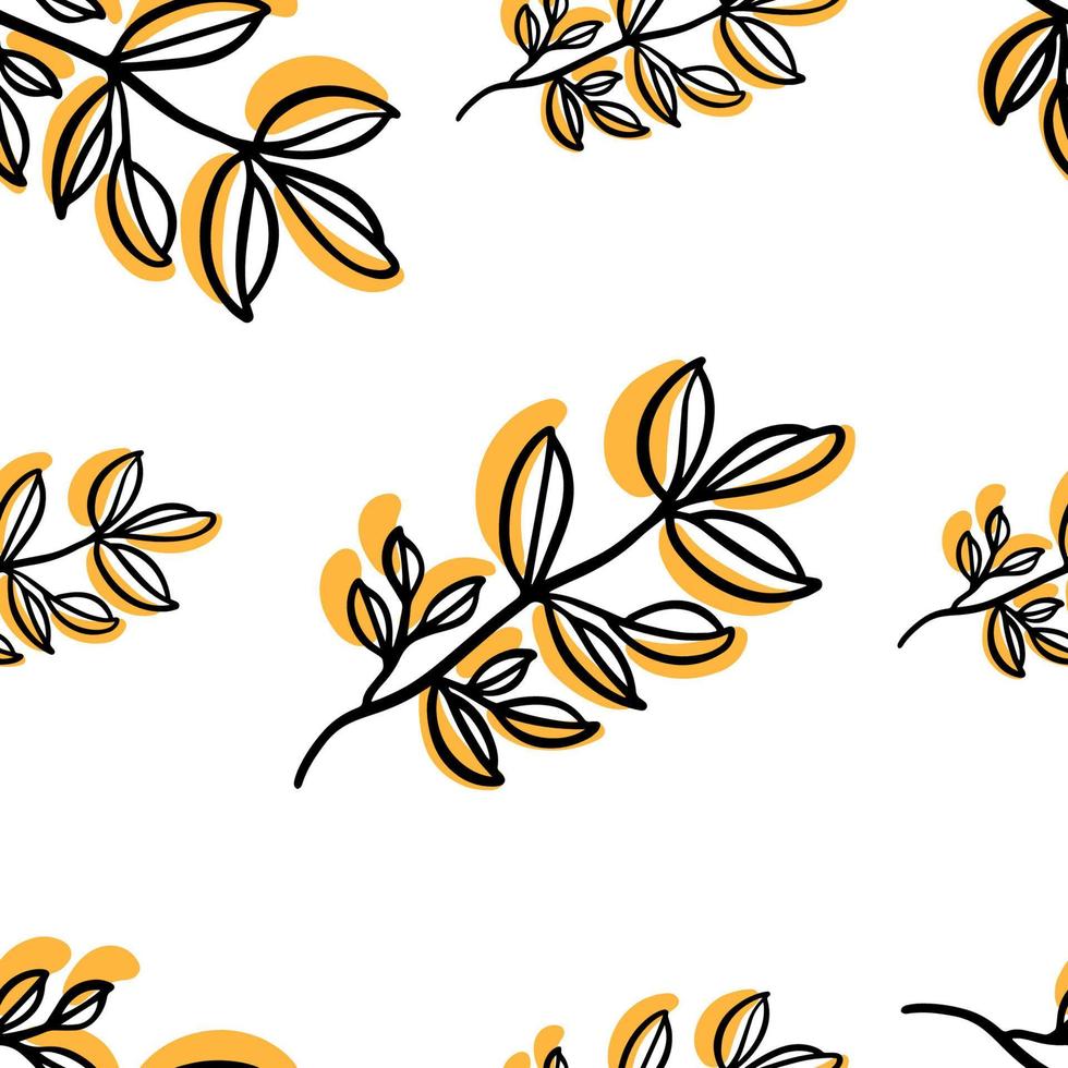 modèle sans couture doodle plante avec tache orange vecteur