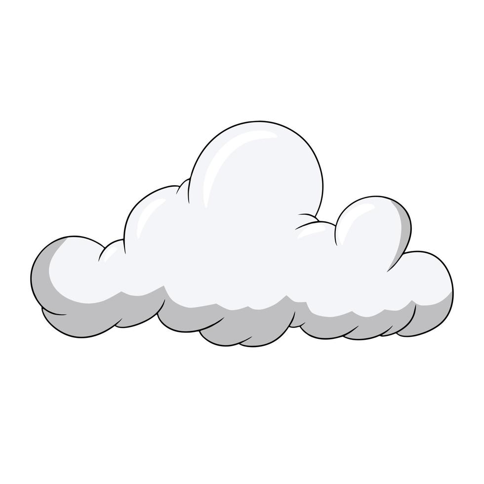 beau nuage cumulus léger en style dessin animé, gros nuages dans le ciel, illustration vectorielle sur fond blanc vecteur