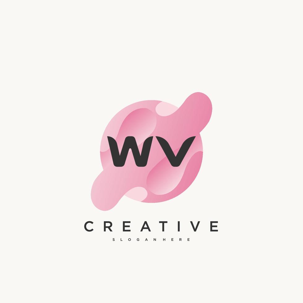 wv lettre initiale logo coloré icône conception modèle éléments vecteur