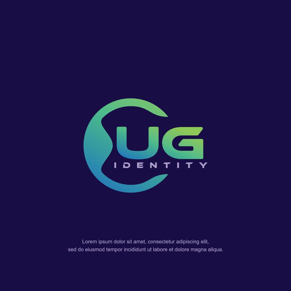 ug lettre initiale ligne circulaire modèle de logo vecteur avec dégradé de couleurs