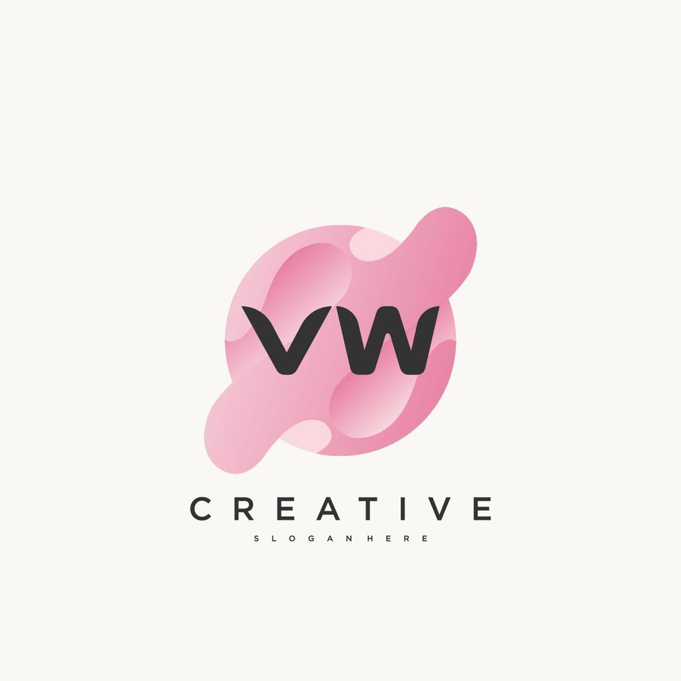 vw lettre initiale logo coloré icône conception modèle éléments vecteur