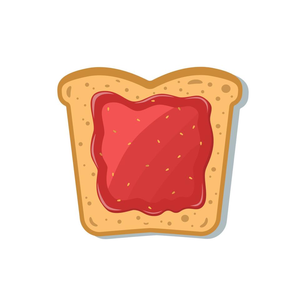 pain grillé avec de la confiture de fraise, isolé sur blanc. illustration vectorielle, style cartoon. vecteur