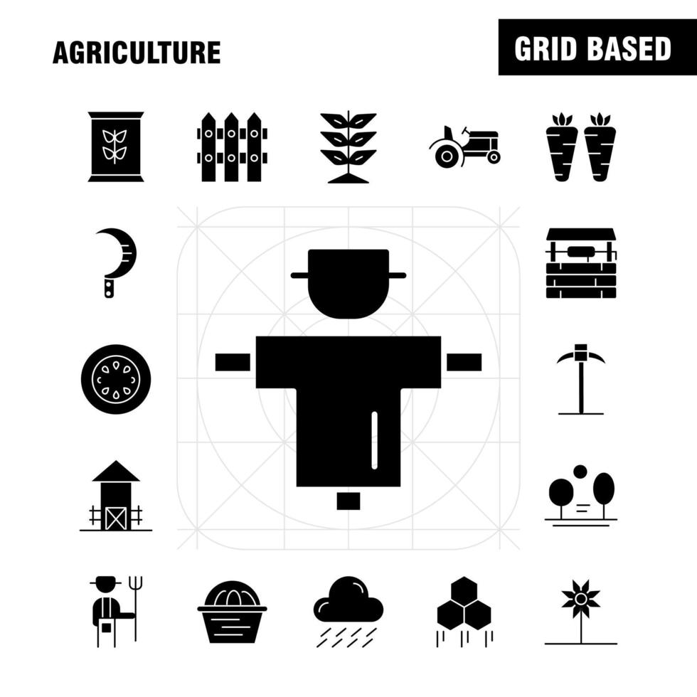 pack d'icônes de glyphe solide d'agriculture pour les concepteurs et les développeurs vecteur