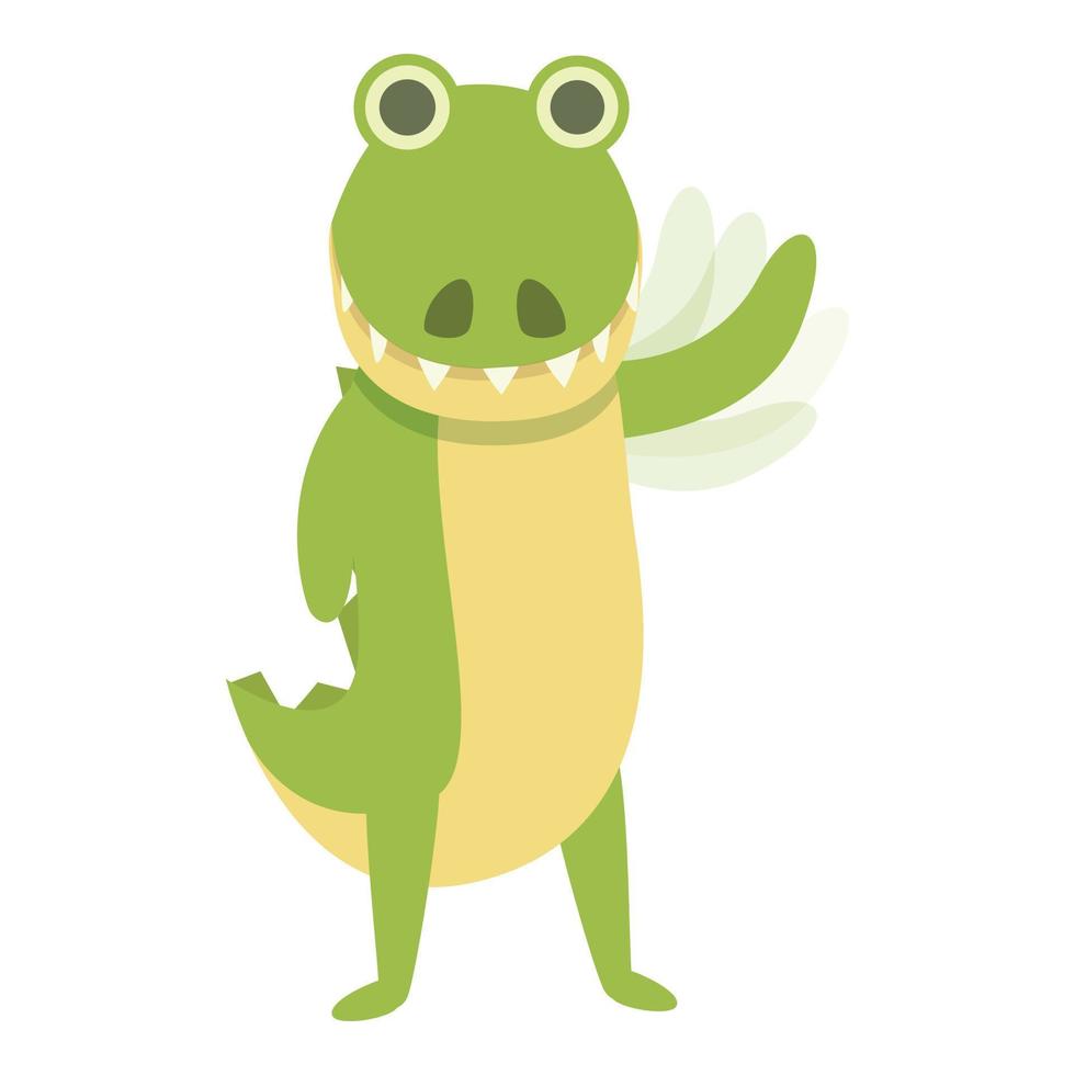 vecteur de dessin animé d'icône d'ange d'alligator. bébé reptile