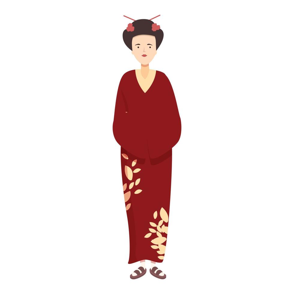 vecteur de dessin animé d'icône de geisha asiatique. jeune fille