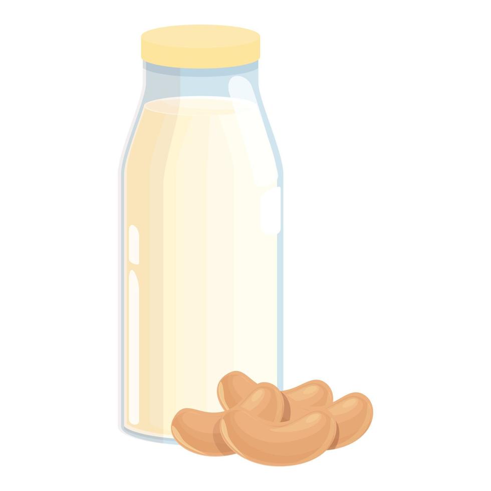 vecteur de dessin animé d'icône de bouteille de lait de cajou. boisson végétale