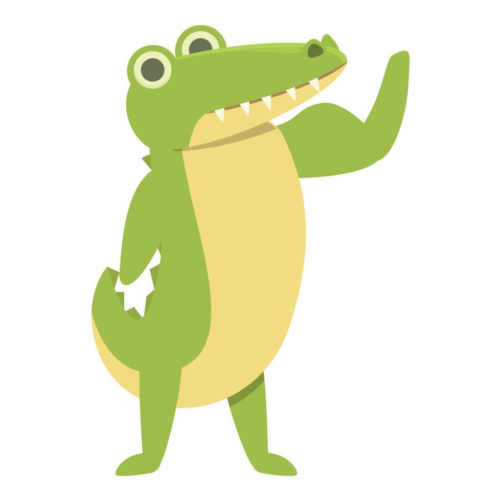 vecteur de dessin animé icône alligator bodybuilder. crocodile mignon