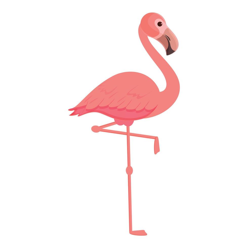 vecteur de dessin animé icône oiseau flamant rose. oiseau rose mignon