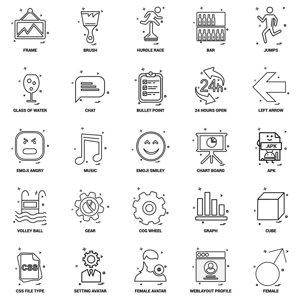 25 jeu d'icônes de ligne de mélange de concept d'entreprise vecteur