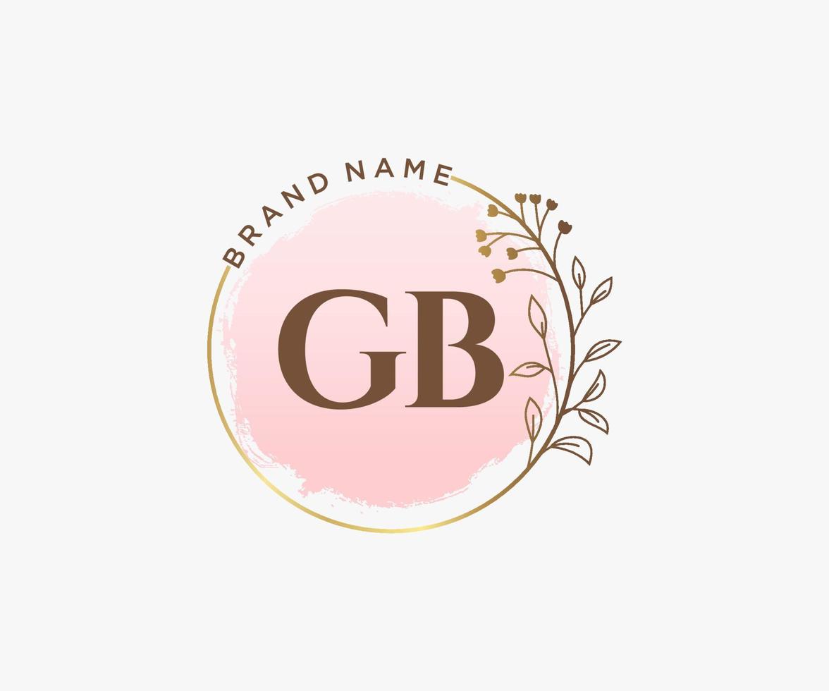 logo féminin initial gb. utilisable pour les logos nature, salon, spa, cosmétique et beauté. élément de modèle de conception de logo vectoriel plat.