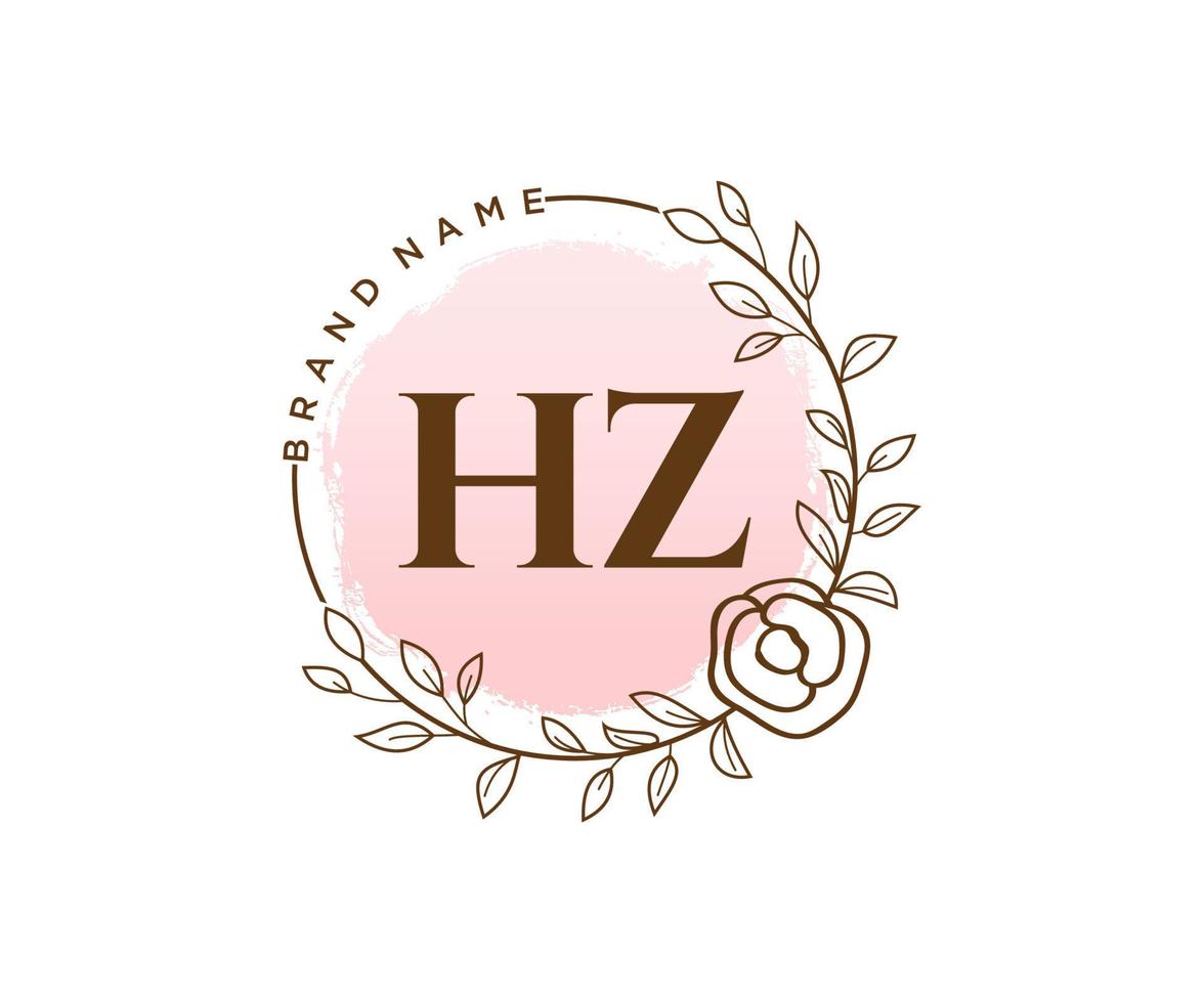 logo féminin hz initial. utilisable pour les logos nature, salon, spa, cosmétique et beauté. élément de modèle de conception de logo vectoriel plat.