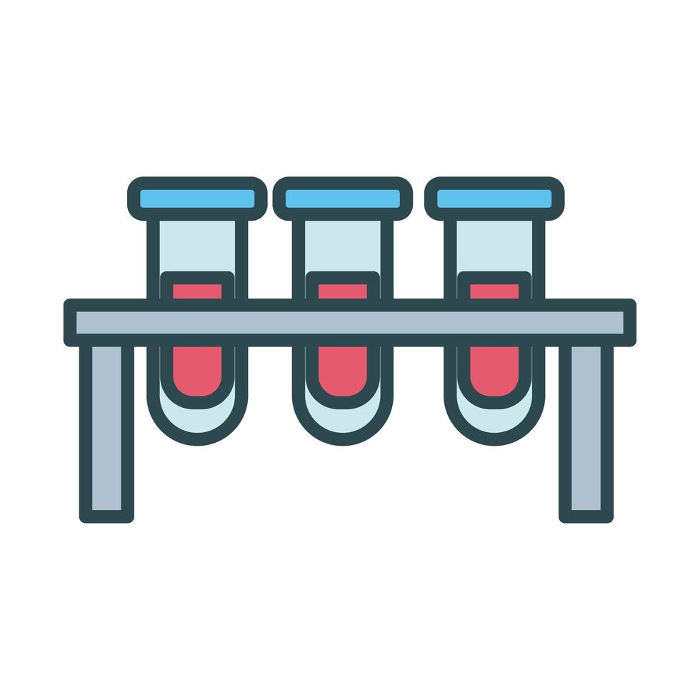 icône de style de remplissage de laboratoire de test de tubes médicaux vecteur
