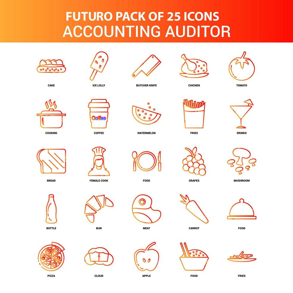 jeu d'icônes de vérificateur comptable orange futuro 25 vecteur