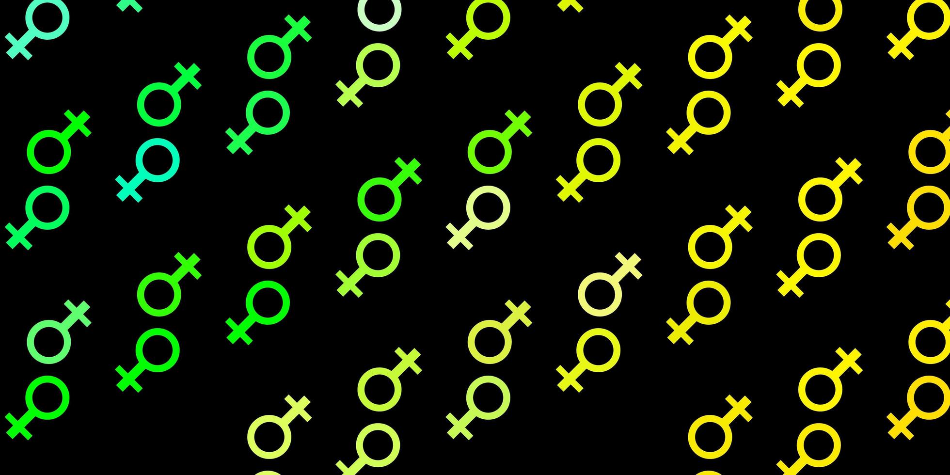 modèle vert foncé et jaune avec des signes de femmes. vecteur