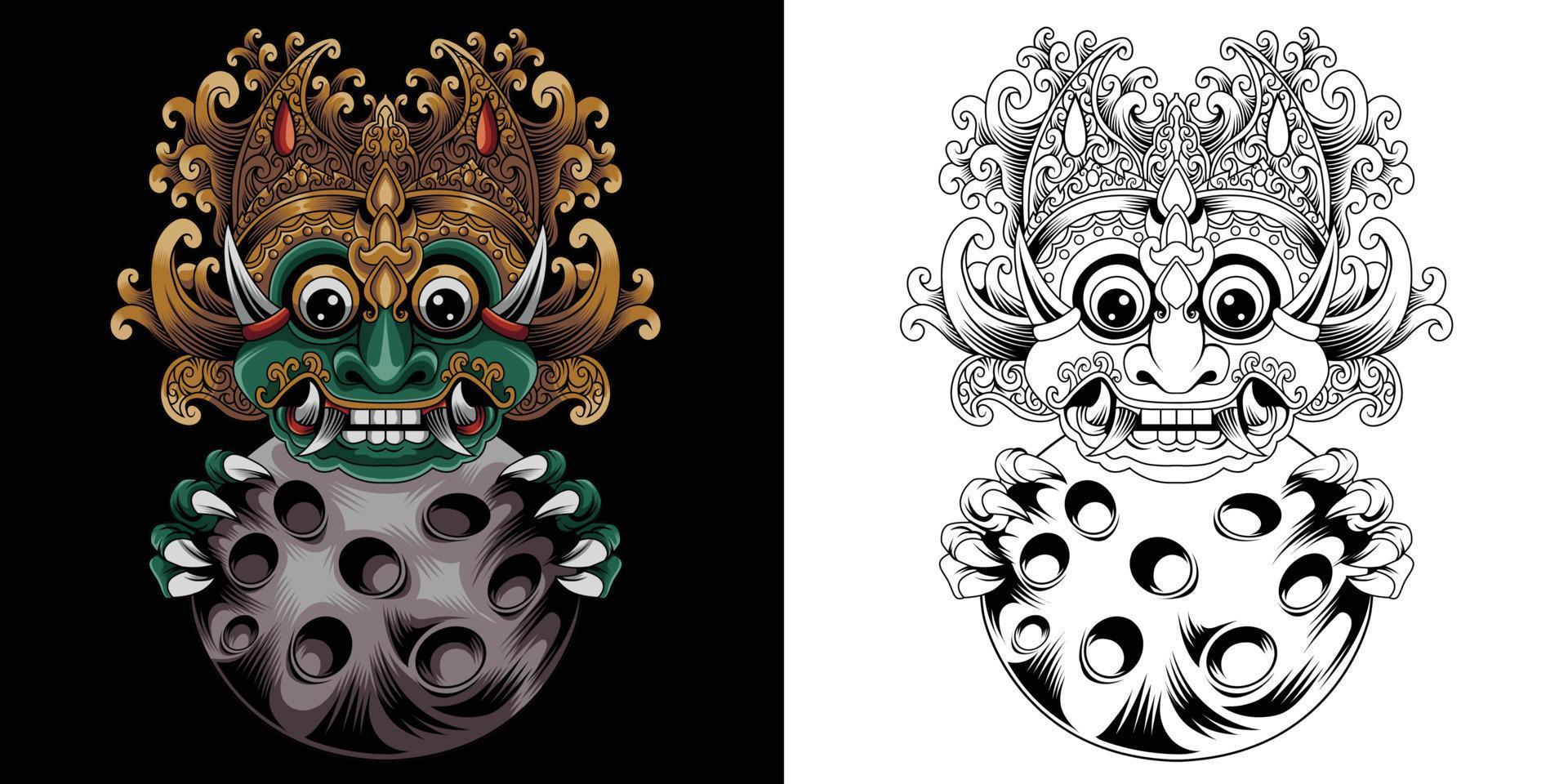 illustration vectorielle du masque barong bali vecteur