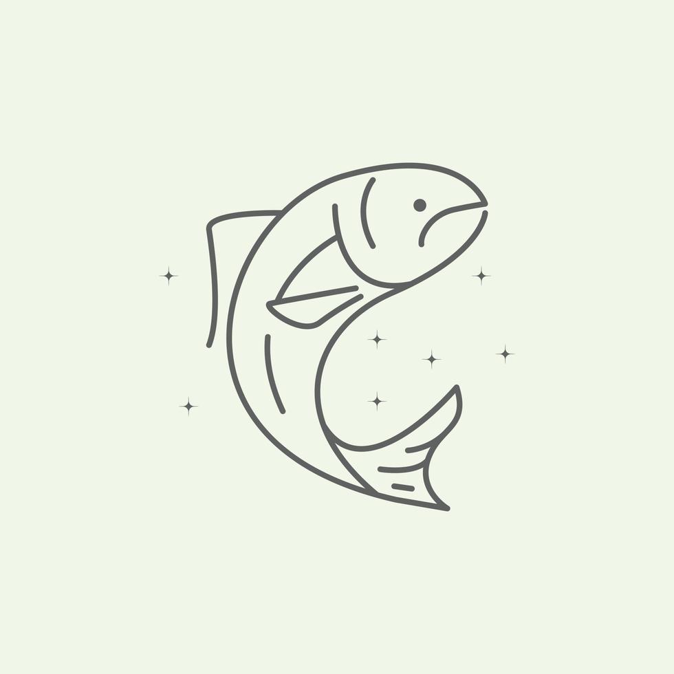 Logo icône poisson saumon symbole vecteur illustration design, logo poisson d'art en ligne