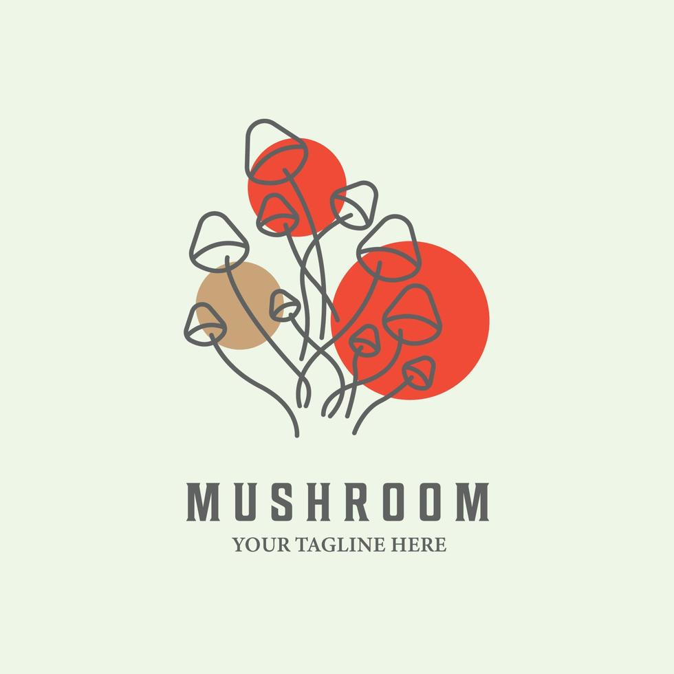 création d'icônes de logo minimaliste dessin au trait champignon créatif vecteur