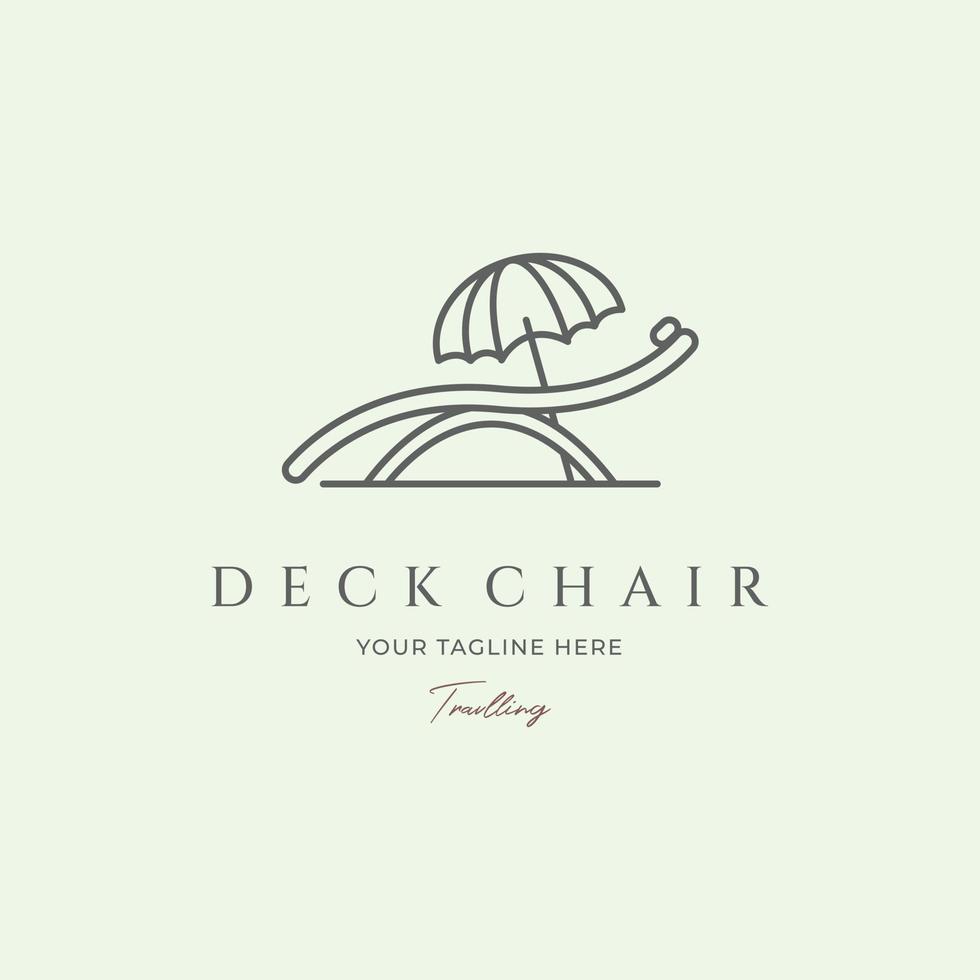 chaise longue d'été dessin au trait logo design minimaliste tropical vecteur